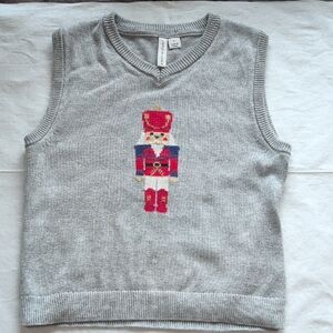 Janie and Jack Gray Sleeveless Sweater with Nutcracker